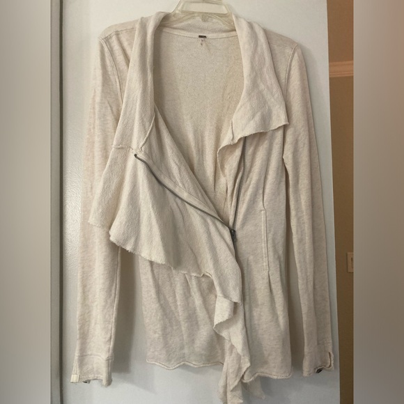 Free People Cream Bohemian Zip Up Cardigan - Picture 3 of 10